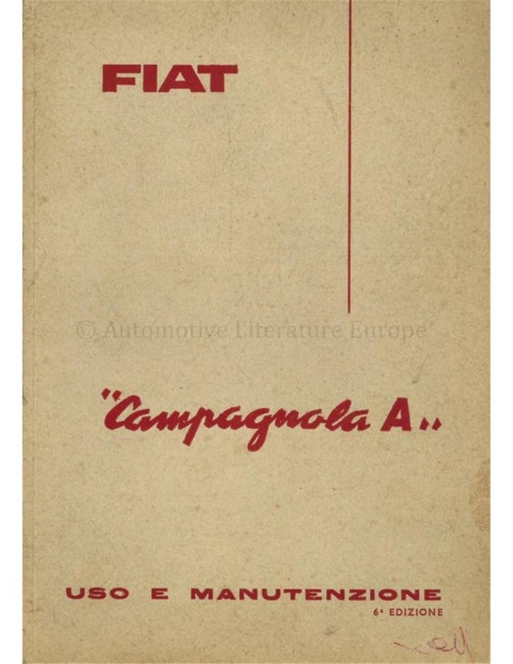 1963 FIAT CAMPAGNOLA A INSTRUCTIEBOEKJE ITALIAANS, Auto diversen, Handleidingen en Instructieboekjes, Ophalen of Verzenden