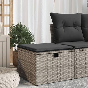 vidaXL Tuinkruk met kussen 55x55x37 cm poly rattan grijs, Verzenden, Nieuw