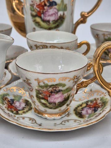 Edel Porzellan – Kaffee-Service – Porzellan mit, Antiek en Kunst