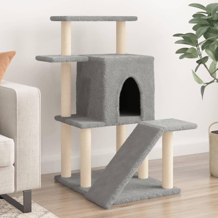 vidaXL Kattenmeubel met sisal krabpalen 97 cm lichtgrijs, Dieren en Toebehoren, Katten-accessoires, Nieuw, Verzenden