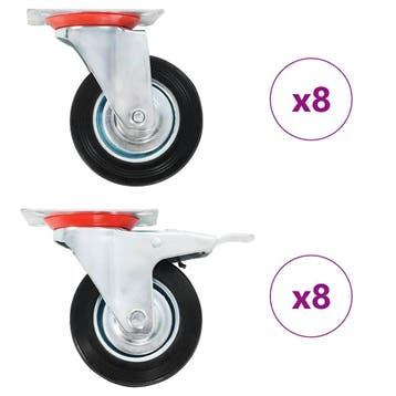 vidaXL 16 st Zwenkwielen 100 mm, Verzenden, Nieuw