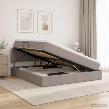 vidaXL Opbergbed met matras met hoofdeinde Taupe 180 x 200, Verzenden