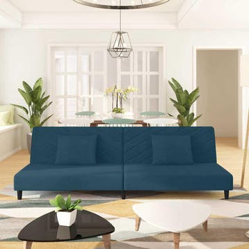 vidaXL Slaapbank / zetel 2-zits met 2 kussens fluweel blauw, Verzenden, Nieuw