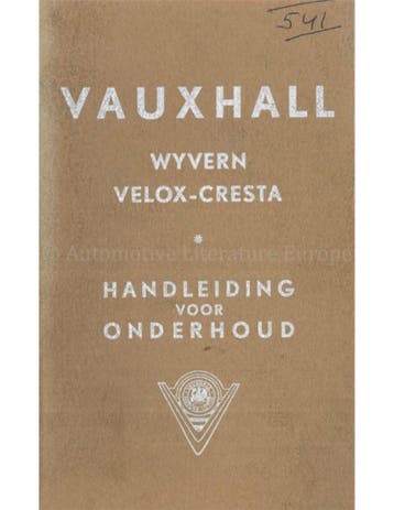 1957 VAUXHALL WYVERN | VELOX | CRESTA INSTRUCTIEBOEKJE