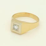 Ring - 18 karaat Geel goud, Witgoud Diamant (Natuurlijk), Handtassen en Accessoires, Ringen, Nieuw