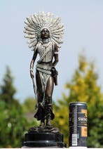 Sculpture, Indian gepatineerd brons - 46 mm - marbre en