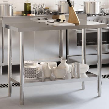 vidaXL Keukenwerktafel met spatscherm 110x55x93 cm roestvrij, Verzenden