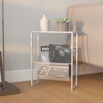 vidaXL Tijdschriftenrek 35x15x45 cm staal zilverkleurig, Verzenden