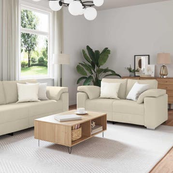 vidaXL bank / zetel 2 st Beige Linnenmix Stoffen, Verzenden, Nieuw