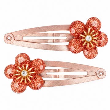 Haarspeld Klikklak 5cm - Bloem - Glitter Steentjes - Bruin -, Nieuw
