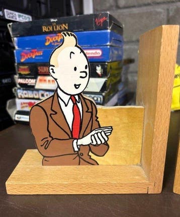 Tintin - 2 Originele Kuifje en Milou (Snowy) houten, Boeken, Nieuw