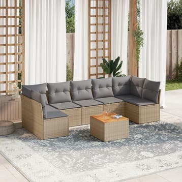 vidaXL 8-delige Loungeset met kussens poly rattan gemengd, Verzenden, Loungeset