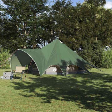 vidaXL Teepee Tent voor 5 Personen 5-persoons Groen en Grijs, Verzenden, Nieuw