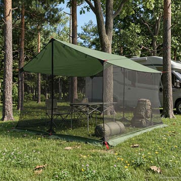vidaXL Campingzeil met netwanden Groen 340 x 260 x 220 cm, Verzenden