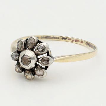 Ring - 14 karaat Geel goud, Zilver Diamant (Natuurlijk), Nieuw