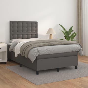 vidaXL Boxspring met matras kunstleer grijs 120x200 cm, Verzenden