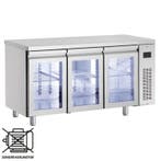 Koelwerkbank | 350L | 3 Glasdeuren | 0°C/+10°C  | Voor, Verzenden, Nieuw in verpakking