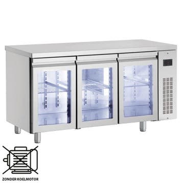 Koelwerkbank | 350L | 3 Glasdeuren | 0°C/+10°C  | Voor, Verzenden