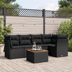 vidaXL 6-delige Loungeset met kussens poly rattan zwart, Verzenden, Loungeset