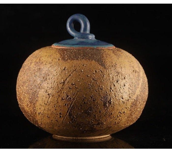 Yanagihara Mutsuo - Bocal - Grès - Azure Glaze Loop Handle, Antiek en Kunst, Antiek | Overige Antiek