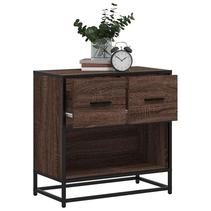 vidaXL Nachtkastje 60x31x60 cm bewerkt hout en metaal bruin, Huis en Inrichting, Slaapkamer | Nachtkastjes, Nieuw, Verzenden