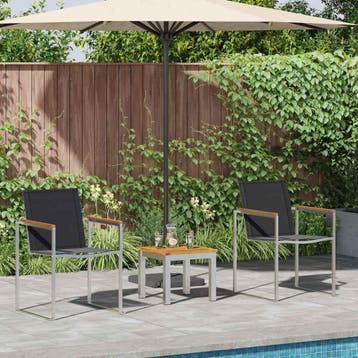 vidaXL Tuin Eettafel Set 3 st Bruin en Zwart, Tuin en Terras, Verzenden, Nieuw