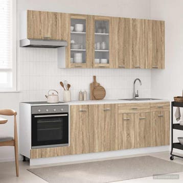vidaXL Keukenblok LYON 8 st Sonoma Eiken Bewerkt hout, Verzenden, Nieuw