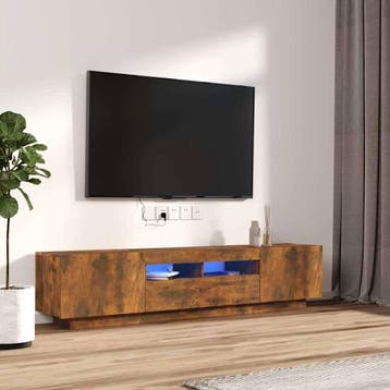 vidaXL 2-delige Tv-meubelset met LED bewerkt hout gerookt, Verzenden