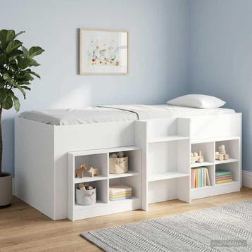 vidaXL Kinderhoogslaper Wit 90 x 200 cm Bewerkt hout, Verzenden