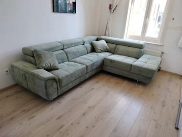 Fabien, hoeksalon met lounge, groen (nieuw, A-keuze), Nieuw, Stof