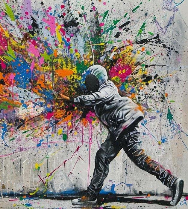 Dine Chanima - (XXL) Giant Wall Expressionist Sorcerer, Antiek en Kunst, Kunst | Designobjecten