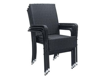 Veiling - Polyrotan Tuinstoelen Yoro - 4-delig - Zwart - Sta, Tuin en Terras, Nieuw