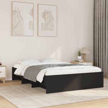 vidaXL Bedframe bewerkt hout zwart 140x200 cm, Verzenden, Nieuw
