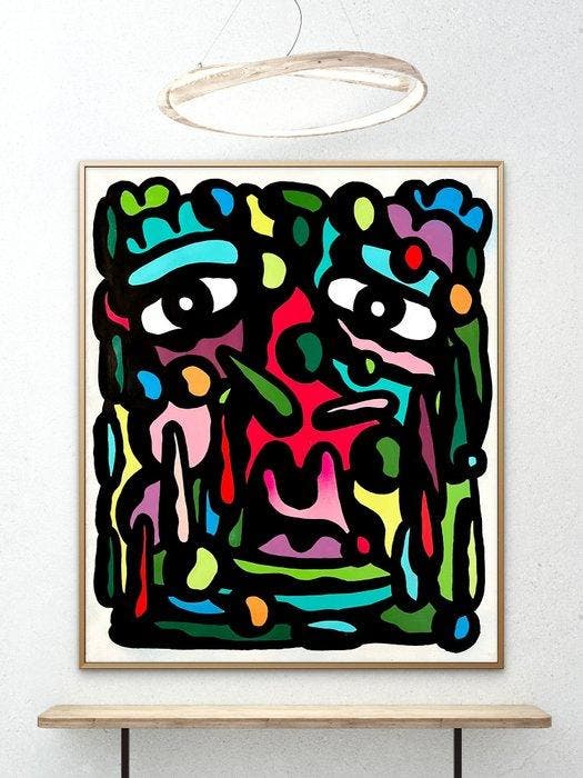 Nuno Barbedo (1983) - Enigmatic face (BIG SIZE PAINTING), Antiquités & Art, Art | Peinture | Moderne