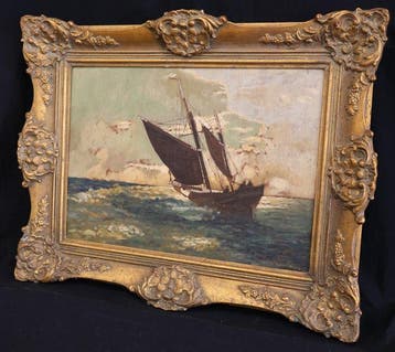 Roeder, W. Frank (XIX-XX) - Segelschiff auf bewegter See -