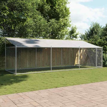 vidaXL Hondenhok met dak en deur 6x2x2 m gegalvaniseerd, Verzenden, Nieuw