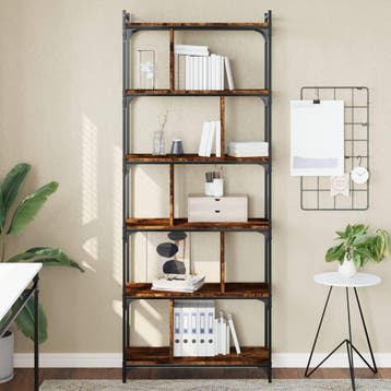 vidaXL Boekenkast 6-laags 76x32x192 cm bewerkt hout gerookt, Huis en Inrichting, Verzenden, Nieuw