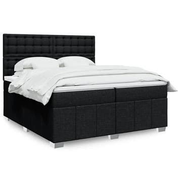 vidaXL Boxspring met matras stof zwart 200x200 cm, Verzenden, Nieuw