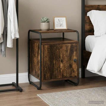 vidaXL Nachtkastje Gerookt eiken Bewerkt hout, Verzenden, Nieuw