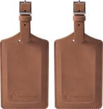 2dekans | EverNeeds Bagagelabel - PU Leer - Bruin - 2 Stuks, Ophalen of Verzenden