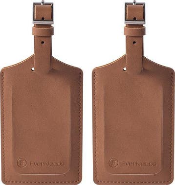 2dekans | EverNeeds Bagagelabel - PU Leer - Bruin - 2 Stuks, Ophalen of Verzenden, Nieuw