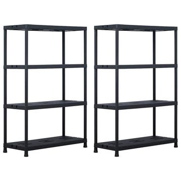 vidaXL Opbergrekken 2 st 220 kg 90x40x138 cm kunststof zwart, Verzenden, Nieuw