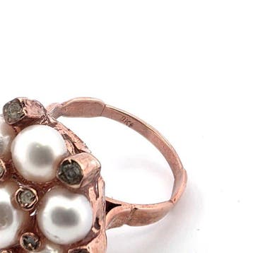Zonder minimumprijs - Ring - 9 kt. Roségoud, Zilver Parel -, Nieuw