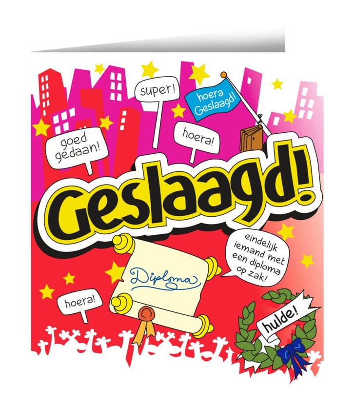 Wenskaart Geslaagd 16,5cm, Hobby en Vrije tijd, Feestartikelen, Nieuw, Verzenden
