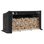 vidaXL Haardhoutrek met regenhoes 200,5x80,5x110,5 cm staal, Tuin en Terras, Brandhout, Verzenden
