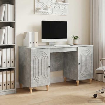 vidaXL Bureau Betongrijs 142,5 x 50 x 75 cm Bewerkt hout, Huis en Inrichting, Verzenden, Nieuw