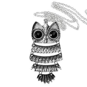 Fako Bijoux - Ketting - Dansende Uil XL - Zilverkleurig, Handtassen en Accessoires, Kettingen, Verzenden, Nieuw