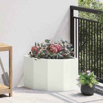 vidaXL Hoek Plantenbak Wit 45 x 45 x 35 cm Staal, Verzenden, Nieuw