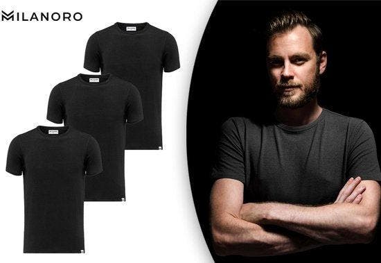 2dekans | 3 zachte bamboe T-shirts - Zwart - Ronde hals - L, Kleding | Dames, Ondergoed en Lingerie, Ophalen of Verzenden
