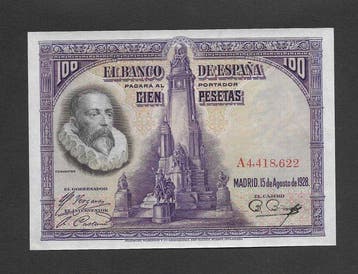 Spanje. - 100, 1000 Pesetas - 1928/1965 (Zonder, Postzegels en Munten